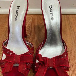 ✨Host Pick✨Red Bebe Slip On Heels.